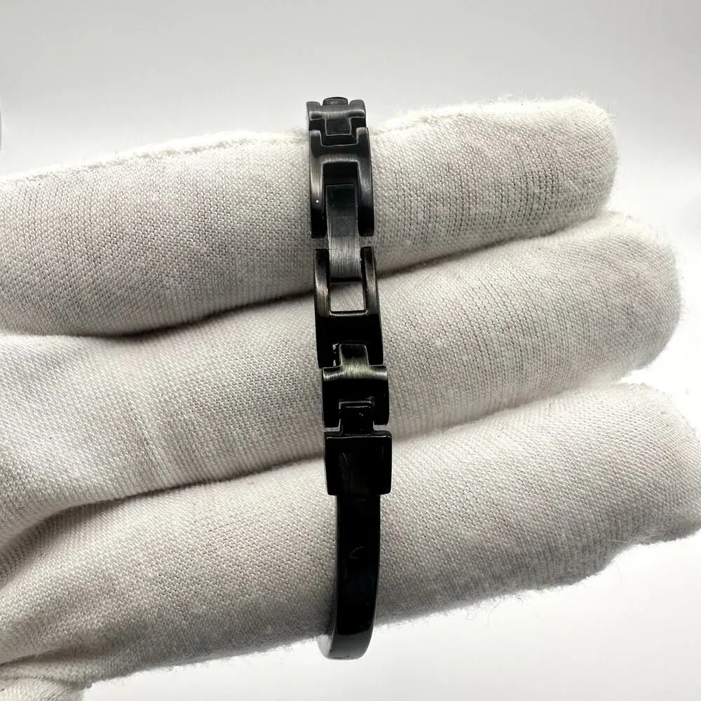 Anne Klein Black Ion Dial Bangle Bracelet Watch Stainless Steel Back 10CF-T